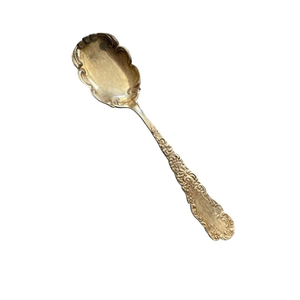 Antique Wm Rogers & Sons Silverplate Shell Spoon Victorian Ornate Sugar Spoon‎